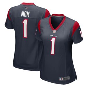 Women's Houston Texans Number 1 Mom Nike Navy Game Jersey