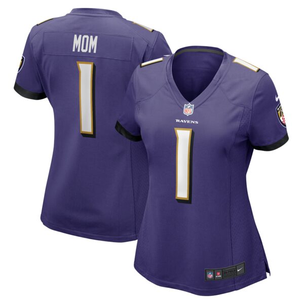 Women’s Baltimore Ravens Number 1 Mom Nike Purple Game Jersey