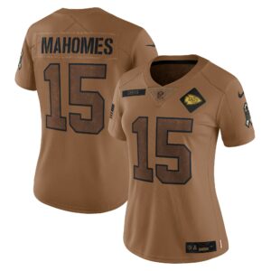 Women's Kansas City Chiefs Patrick Mahomes Nike Brown 2023 Salute To Service Limited Jersey