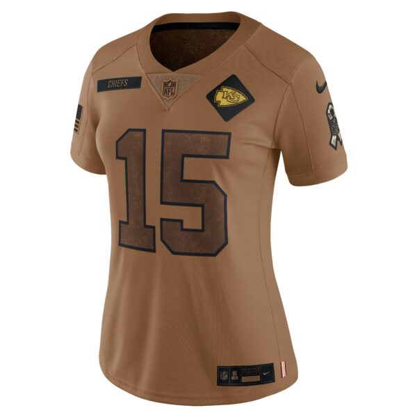 Women’s Kansas City Chiefs Patrick Mahomes Nike Brown 2023 Salute To Service Limited Jersey