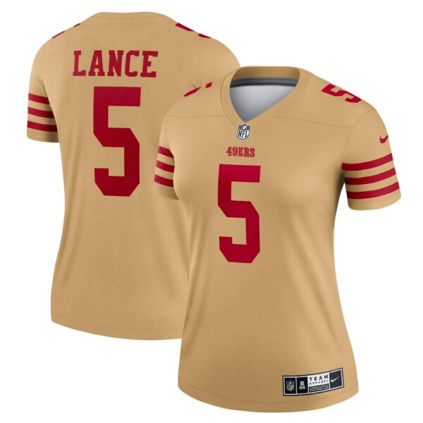 Women’s San Francisco 49ers Trey Lance Nike Gold Team Inverted Legend Jersey