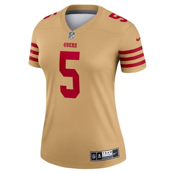 Women’s San Francisco 49ers Trey Lance Nike Gold Team Inverted Legend Jersey