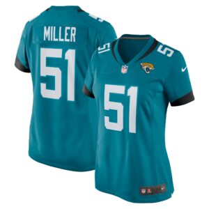 Women's Jacksonville Jaguars Ventrell Miller Nike Teal Game Jersey