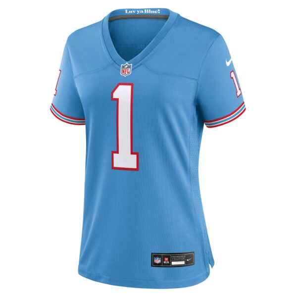 Women’s Tennessee Titans Warren Moon Nike Light Blue Oilers Throwback Retired Player Game Jersey