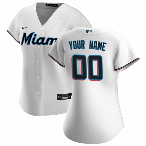 Women’s Miami Marlins Nike White Home Replica Custom Jersey