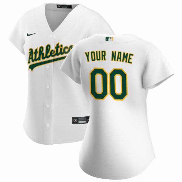 Women’s Oakland Athletics Nike White Home Replica Custom Jersey