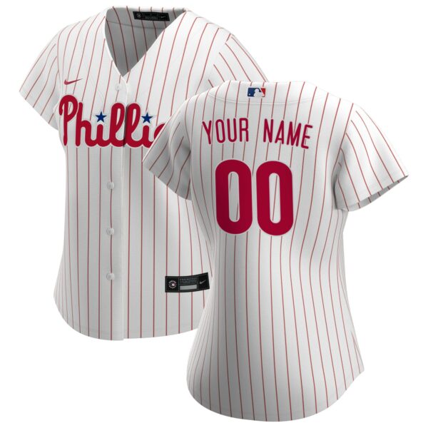 Women’s Philadelphia Phillies Nike White Home Replica Custom Jersey