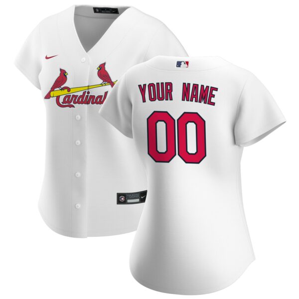 Women’s St. Louis Cardinals Nike White Home Replica Custom Jersey