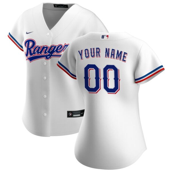 Women’s Texas Rangers Nike White Home Replica Custom Jersey