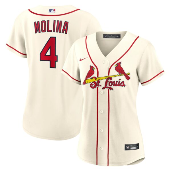 Women’s St. Louis Cardinals Yadier Molina Nike Cream Alternate Replica Player Jersey