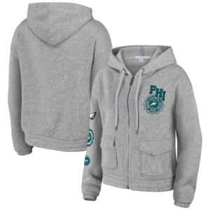 Women's Philadelphia Eagles WEAR by Erin Andrews Heather Gray Full-Zip Hoodie