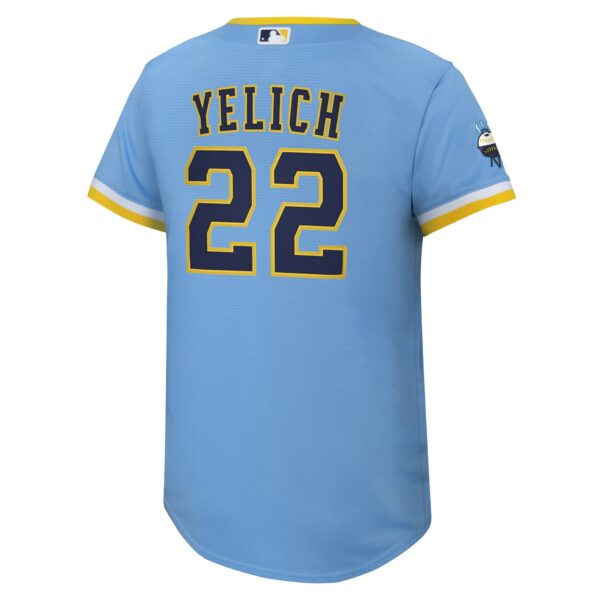 Youth Milwaukee Brewers Christian Yelich Nike Powder Blue 2022 City Connect Replica Player Jersey