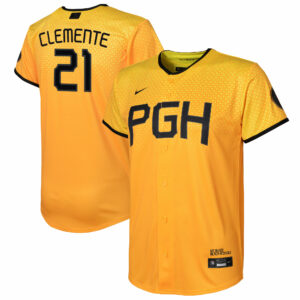 Youth Pittsburgh Pirates Roberto Clemente Nike Gold 2023 City Connect Replica Player Jersey