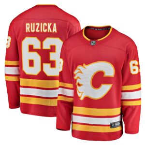 Men's Calgary Flames Adam Ruzicka Fanatics Branded Red Home Breakaway Player Jersey