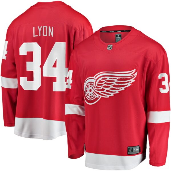 Men’s Detroit Red Wings Alex Lyon Fanatics Branded Red Home Breakaway Jersey