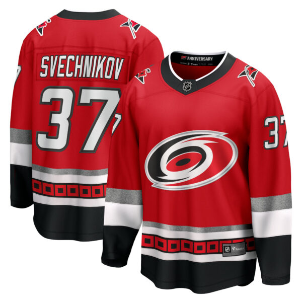 Men’s Carolina Hurricanes Andrei Svechnikov Fanatics Branded Red 25th Anniversary Premier Breakaway Player Jersey