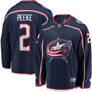 Men's Columbus Blue Jackets Andrew Peeke Fanatics Branded Navy Home Breakaway Player Jersey