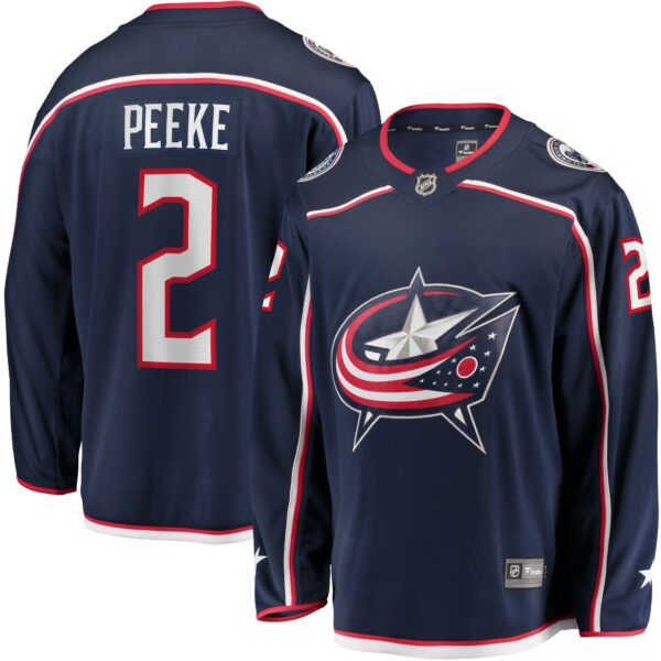 Men’s Columbus Blue Jackets Andrew Peeke Fanatics Branded Navy Home Breakaway Player Jersey