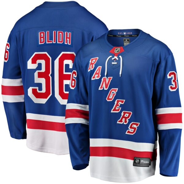 Men’s New York Rangers Anton Blidh Fanatics Branded Blue Home Breakaway Jersey