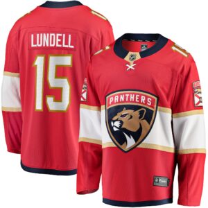 Men's Florida Panthers Anton Lundell Fanatics Branded Red Home Breakaway Player Jersey