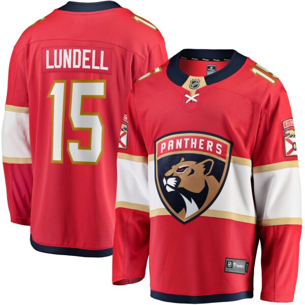 Men’s Florida Panthers Anton Lundell Fanatics Branded Red Home Breakaway Player Jersey