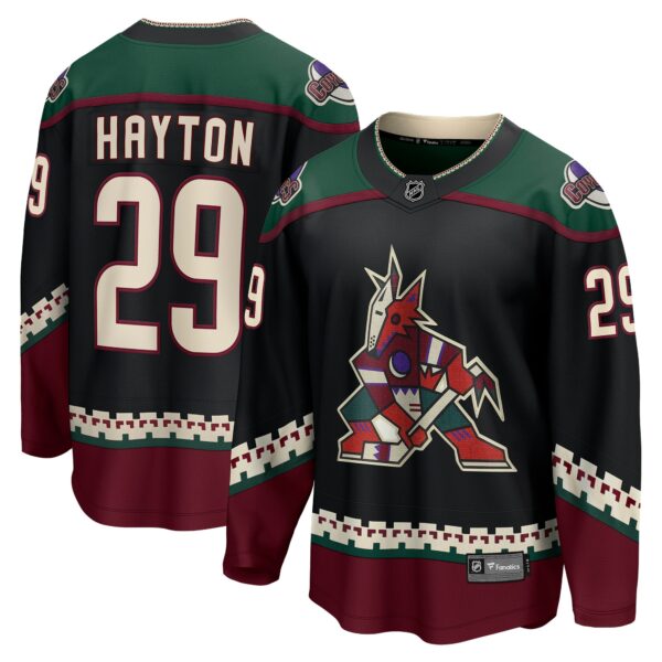 Men’s Arizona Coyotes Barrett Hayton Fanatics Branded Black Home Breakaway Player Jersey