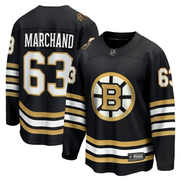 Men’s Boston Bruins Brad Marchand Fanatics Branded Black 100th Anniversary Premier Breakaway Player Jersey