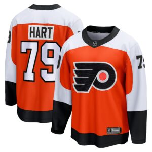 Men's Philadelphia Flyers Carter Hart Fanatics Branded Burnt Orange Home Premier Breakaway Player Jersey