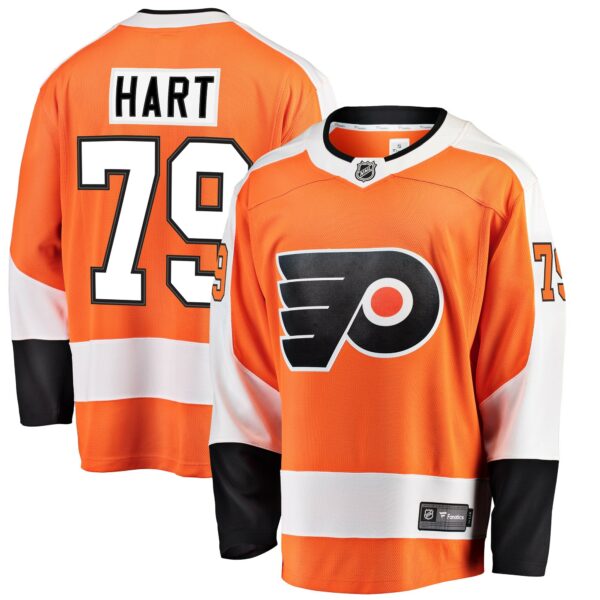 Men’s Philadelphia Flyers Carter Hart Fanatics Branded Orange Home Premier Breakaway Player Jersey