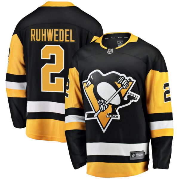 Men’s Pittsburgh Penguins Chad Ruhwedel Fanatics Branded Black Home Breakaway Player Jersey