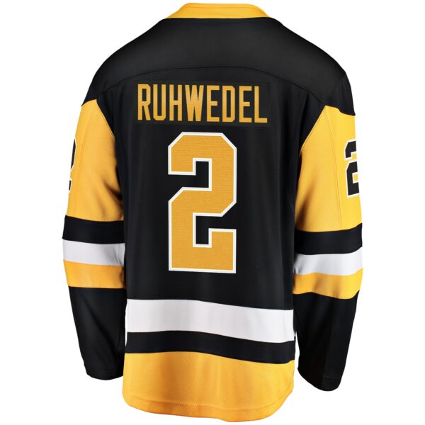 Men’s Pittsburgh Penguins Chad Ruhwedel Fanatics Branded Black Home Breakaway Player Jersey