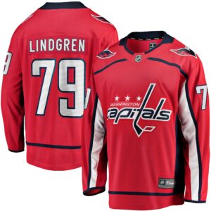 Men's Washington Capitals Charlie Lindgren Fanatics Branded Red Home Breakaway Player Jersey