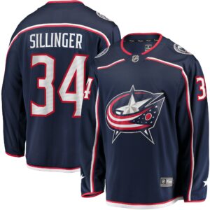 Men's Columbus Blue Jackets Cole Sillinger Fanatics Branded Navy Home Breakaway Player Jersey