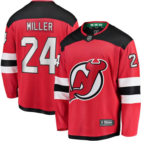 Men’s New Jersey Devils Colin Miller Fanatics Branded Red Home Breakaway Jersey