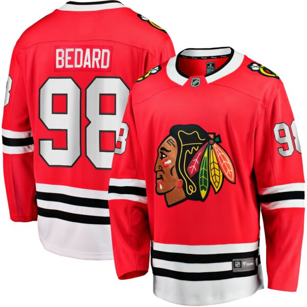 Men’s Chicago Blackhawks Connor Bedard Fanatics Branded Red Home Breakaway Player Jersey