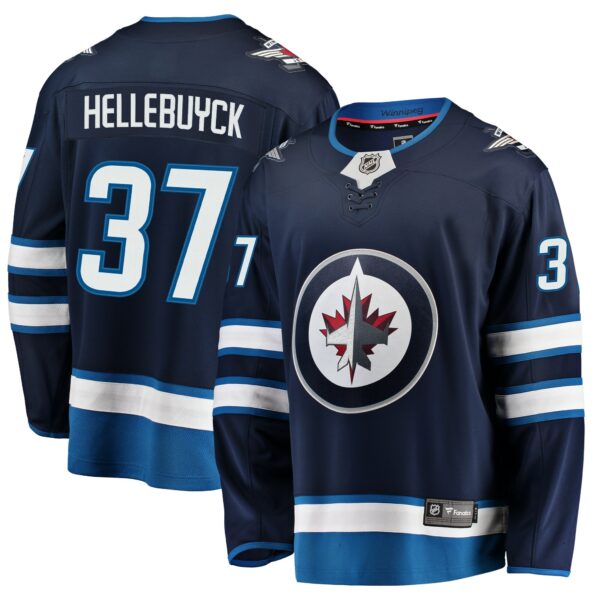 Men’s Winnipeg Jets Connor Hellebuyck Fanatics Branded Navy Breakaway Replica Jersey