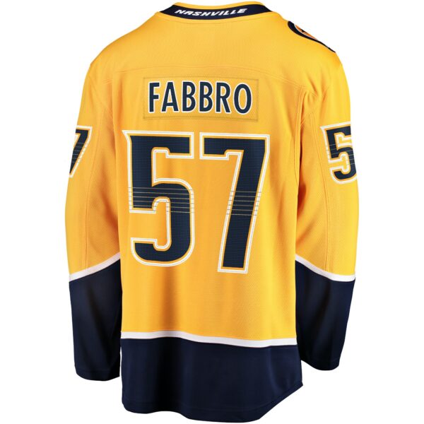 Men’s Nashville Predators Dante Fabbro Fanatics Branded Gold Replica Player Jersey