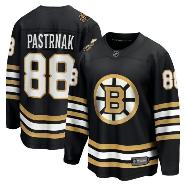 Men’s Boston Bruins David Pastrnak Fanatics Branded Black 100th Anniversary Premier Breakaway Player Jersey