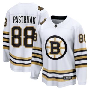 Men's Boston Bruins David Pastrnak Fanatics Branded White 100th Anniversary Premier Breakaway Player Jersey