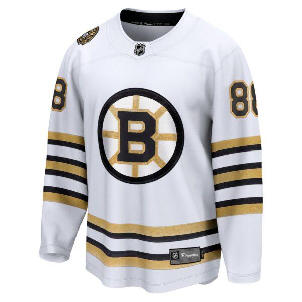 Men’s Boston Bruins David Pastrnak Fanatics Branded White 100th Anniversary Premier Breakaway Player Jersey