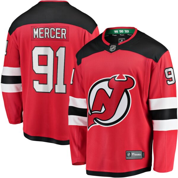 Men’s New Jersey Devils Dawson Mercer Fanatics Branded Red Home Breakaway Jersey