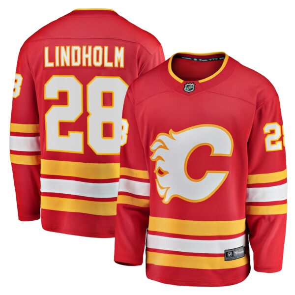 Men’s Calgary Flames Elias Lindholm Fanatics Branded Red Home Team Breakaway Player Jersey