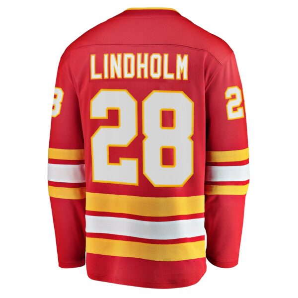 Men’s Calgary Flames Elias Lindholm Fanatics Branded Red Home Team Breakaway Player Jersey