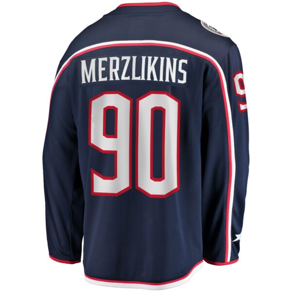 Men’s Columbus Blue Jackets Elvis Merzlikins Fanatics Branded Navy Home Breakaway Player Jersey