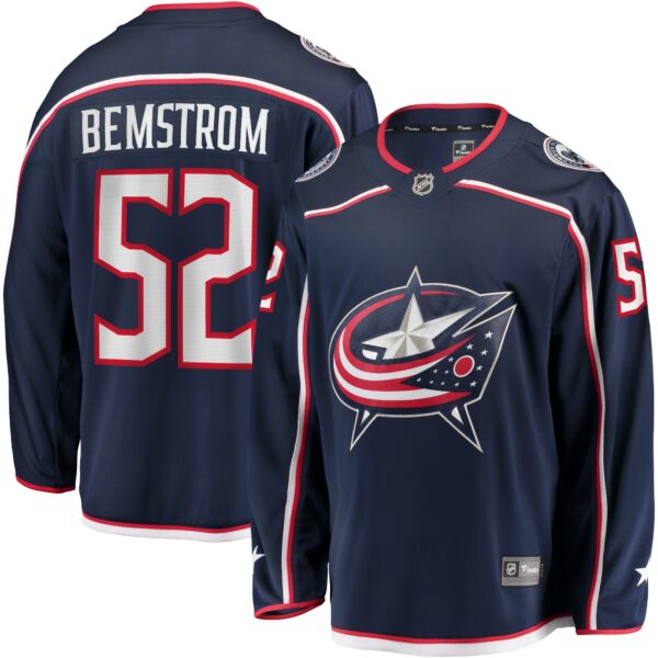 Men’s Columbus Blue Jackets Emil Bemstrom Fanatics Branded Navy Home Breakaway Player Jersey