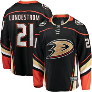 Men's Anaheim Ducks Isac Lundestrom Fanatics Branded Black Home Breakaway Jersey