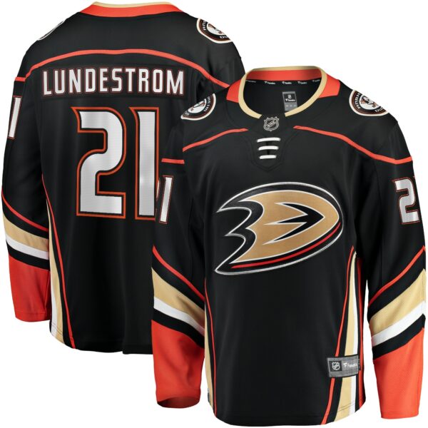 Men’s Anaheim Ducks Isac Lundestrom Fanatics Branded Black Home Breakaway Jersey