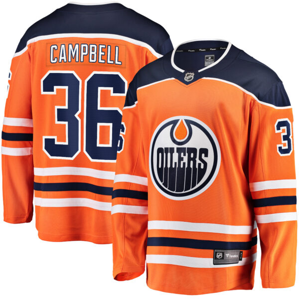 Men’s Edmonton Oilers Jack Campbell Fanatics Branded Orange Home Breakaway Player Jersey