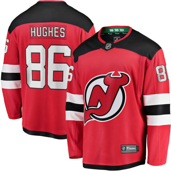 Men’s New Jersey Devils Jack Hughes Fanatics Branded Red Breakaway Player Jersey