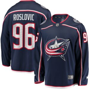 Men's Columbus Blue Jackets Jack Roslovic Fanatics Branded Navy Home Breakaway Jersey